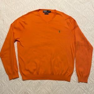 EUC XL Polo Ralph Lauren 100% Pima cotton orange  sweater.